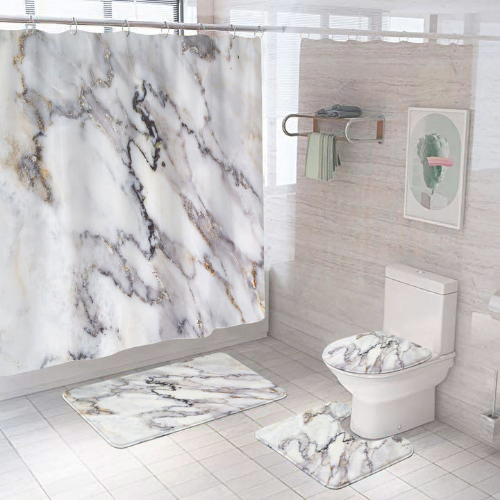 Elegant Marble Pattern Bathroom Mat Set Bowlift