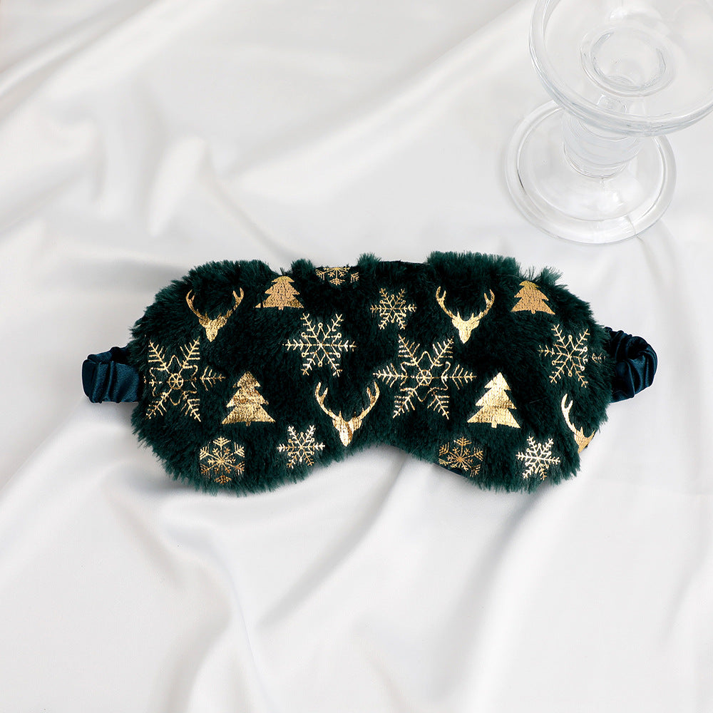 Unisex soft eye mask made of faux fur with festive motif embossing Bowlift