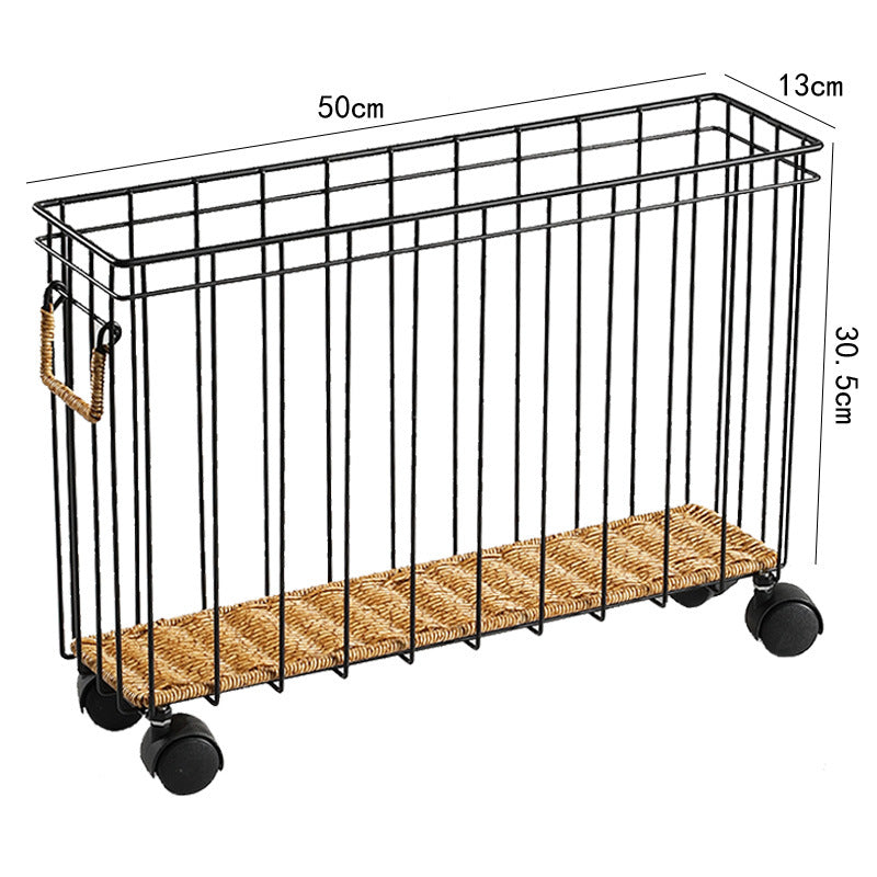 Rolling Wicker Storage Cart Bowlift