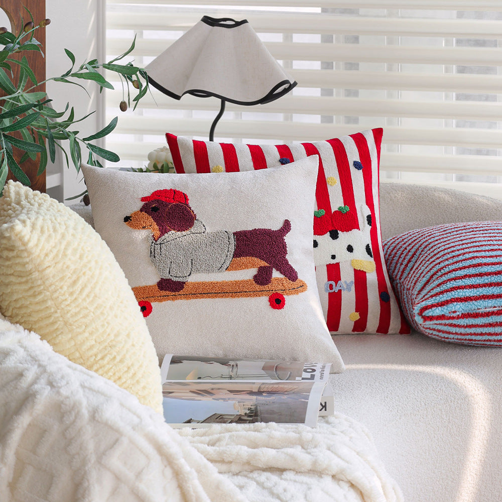 Striped tufted cushion cover with plush bouclé look and concealed zipper Bowlift