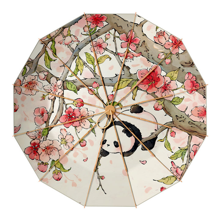 Ladies Premium Folding Umbrella with Floral Design and Protective Carrying Case Bowlift
