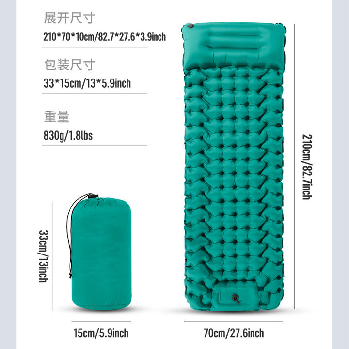 Airy and Comfortable Inflatable Sleeping Mat with Headrest Bowlift
