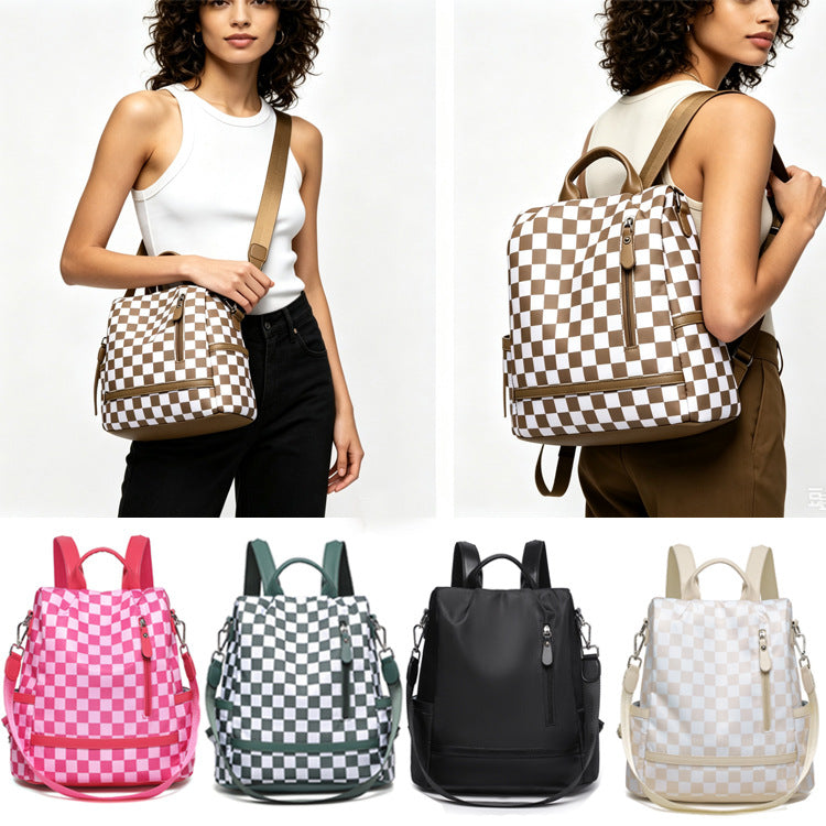 Stylish Checkered Backpack Bowlift