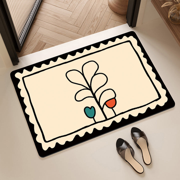 Decorative Floral Print Bath Mat Bowlift