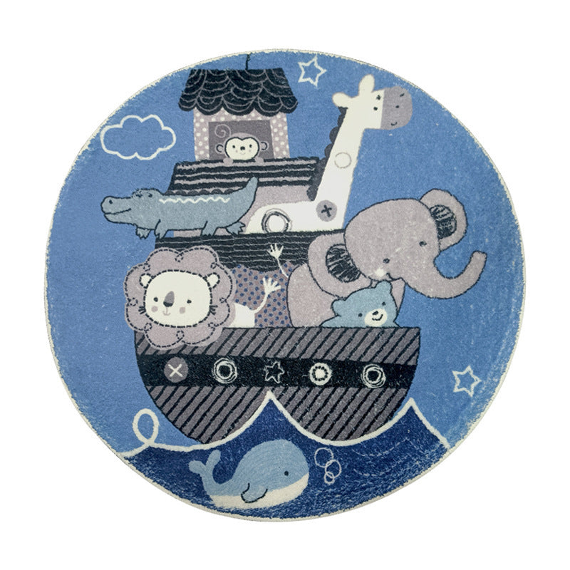 Rabbit-Themed Round Area Rug Bowlift