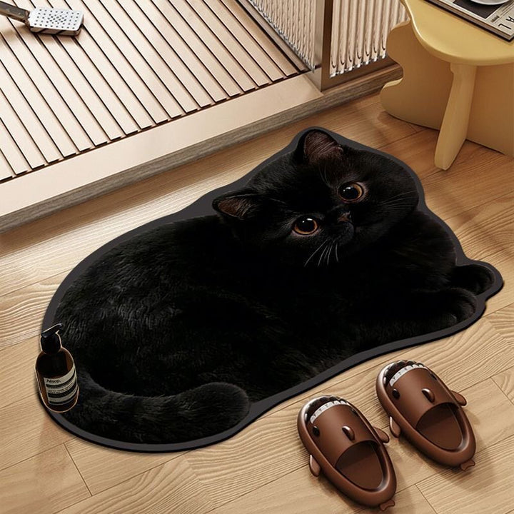 Cat-Themed Plush Bath Rug Bowlift