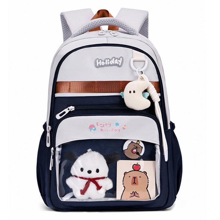Playful school backpack with transparent compartment and creative accents Bowlift