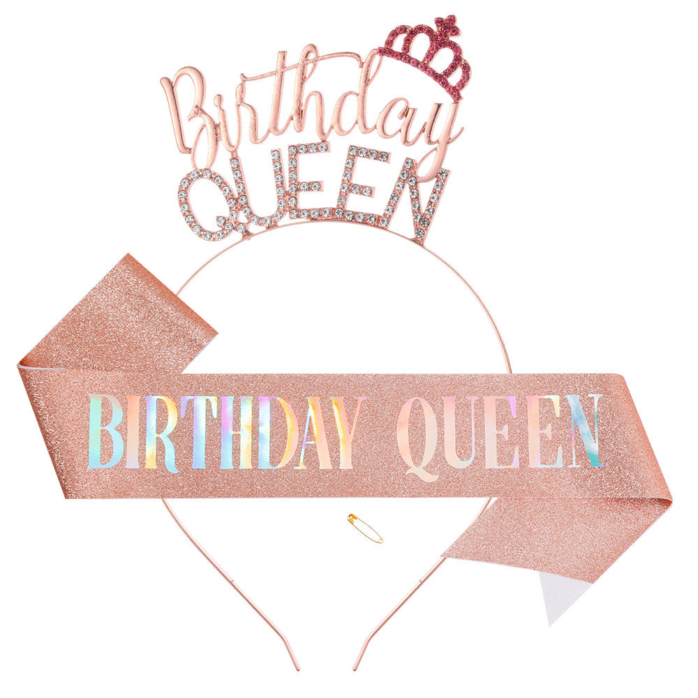 Ladies Glitter Headband with "Birthday Queen" lettering Bowlift