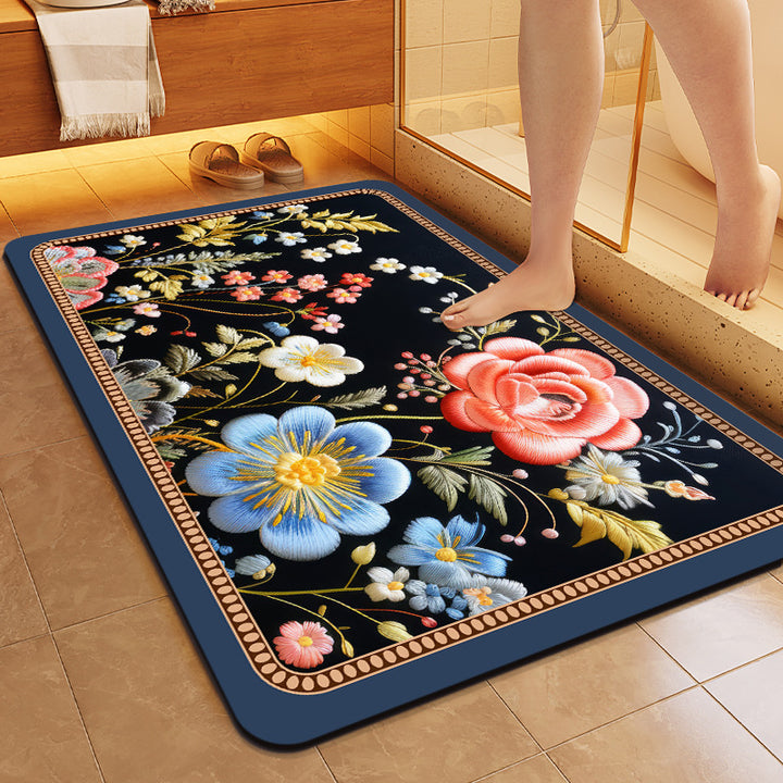 Floral Patterned Soft Bath Mat Bowlift