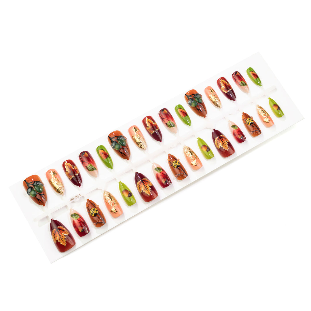 Autumn-Inspired Press-On Nail Art Set Bowlift