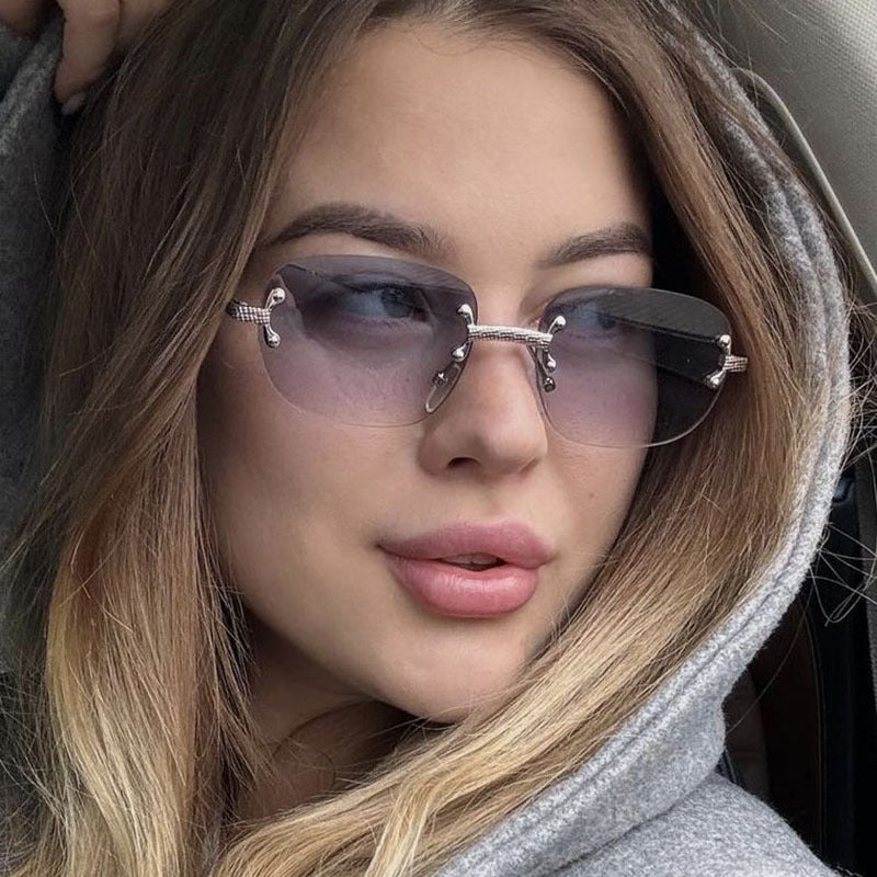 Women's elegant square sunglasses with transparent lenses and high-quality metal frame Bowlift