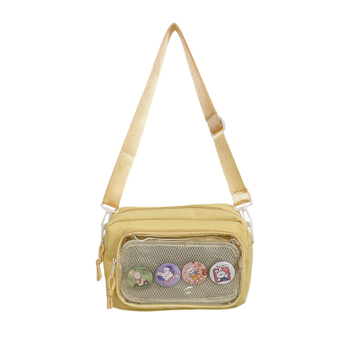 Shoulder bag with transparent viewing pocket and playful graphic design Bowlift