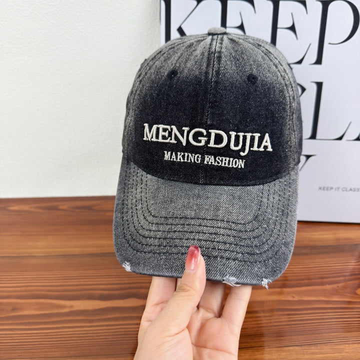 Men's Distressed Denim Baseball Cap Bowlift 1784270408