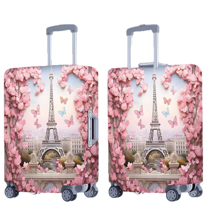 Unisex nan elastic suitcase cover with three-dimensional flower and butterfly design for trolley with zipper and slip-resistant interior fastening Bowlift