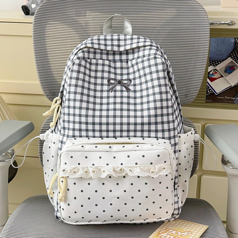 Playful Gingham and Polka Dot Backpack Bowlift
