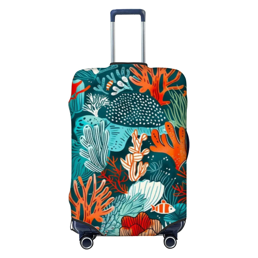 Unisex nan elastic luggage cover with geometric design, stretchable polyester-spandex fabric, zipper opening and non-slip inner securement for trolley Bowlift