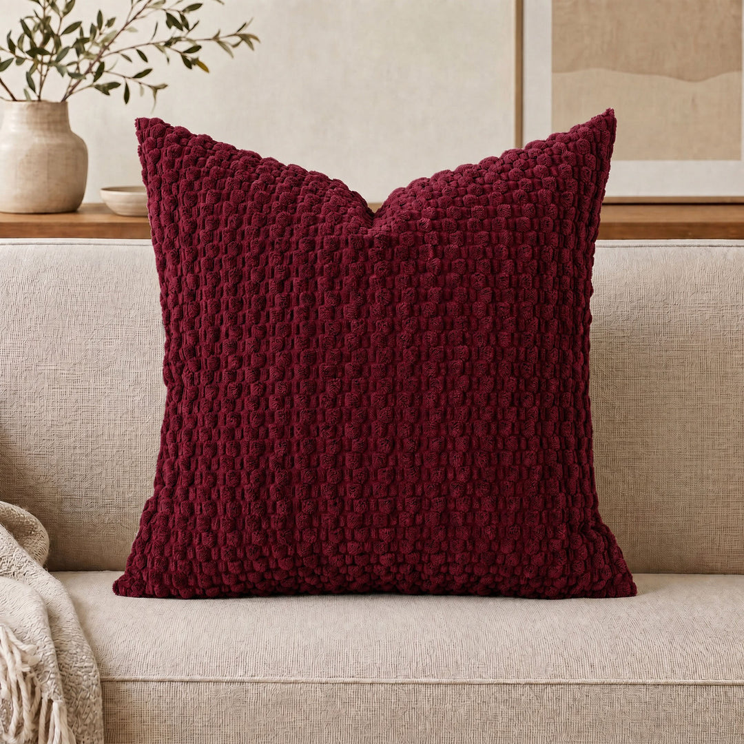 Textured chenille waffle throw pillow with plush insert Bowlift