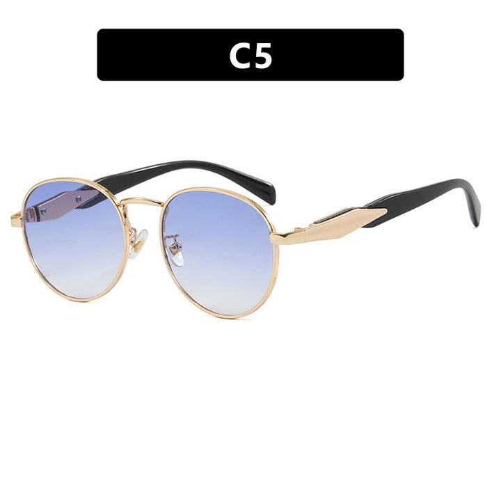 Women's round sunglasses with elegant golden frame and UV protection Bowlift