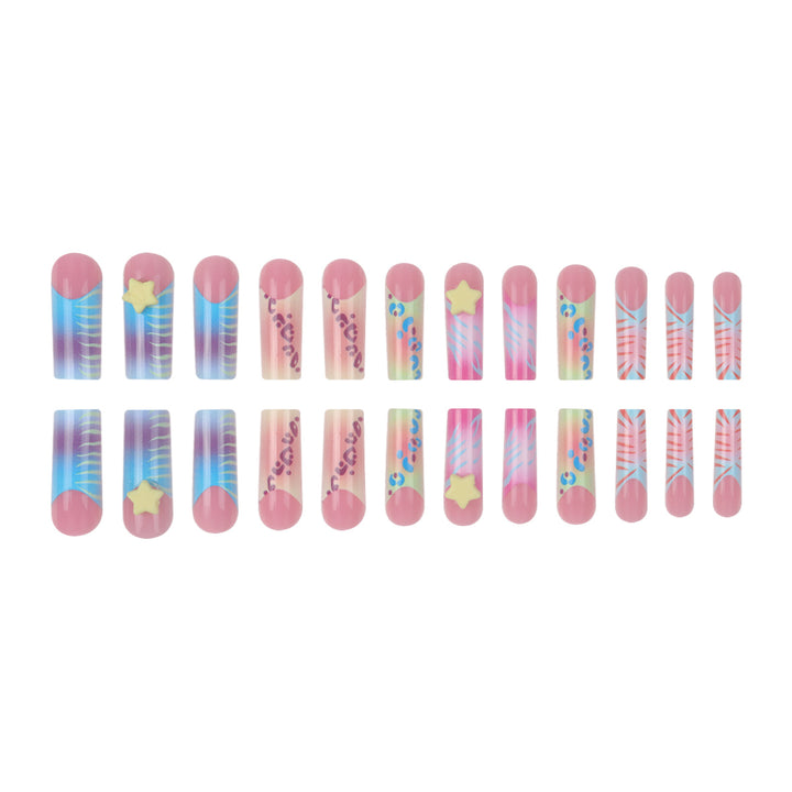 Artistic Press-On Nails with Vibrant Patterns Bowlift