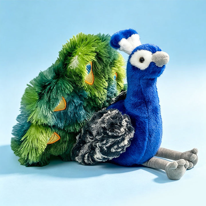 Plush Sitting Peafowl Comforter with Oversized Fluffy Tail Bowlift
