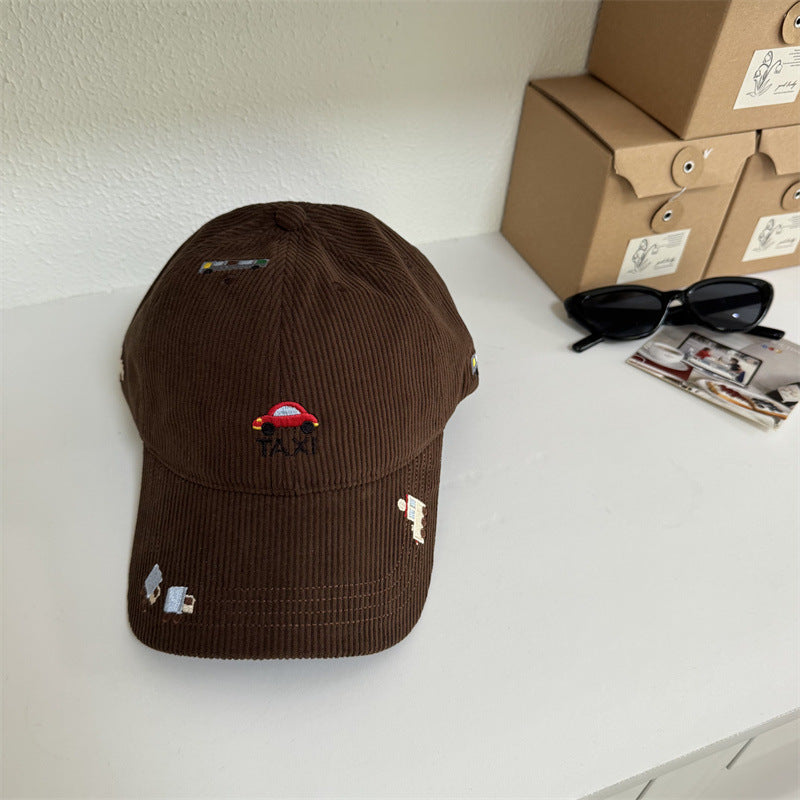 Men's Corduroy Taxi Embroidered Baseball Cap Bowlift