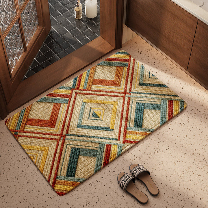 Textured Geometric Entryway Mat