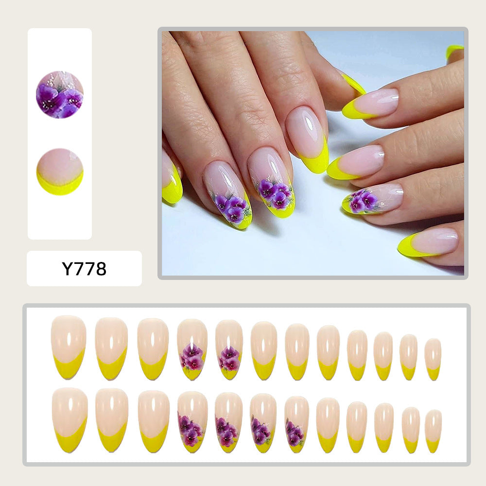 Artificial nails with colorful flower design Bowlift