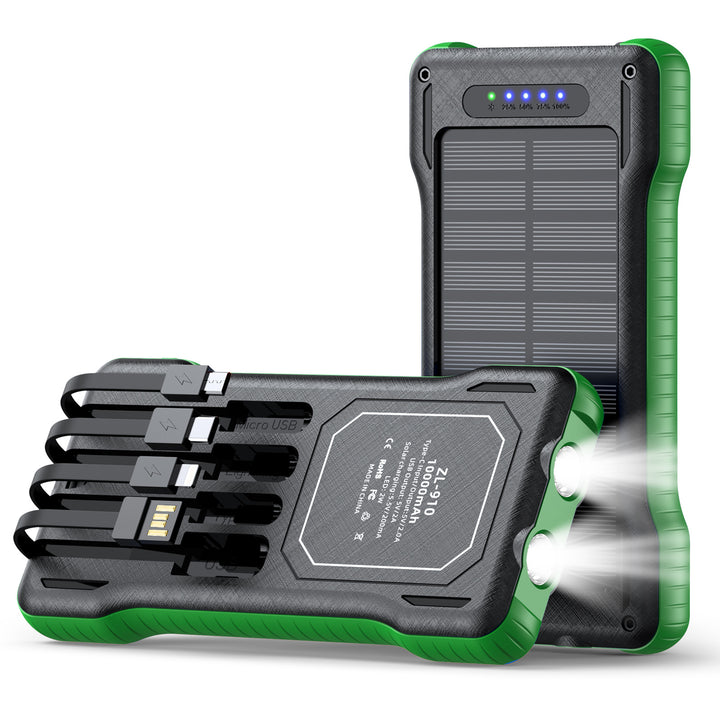 Powerful Solar Power Bank with Multifunctional Charging Cables Bowlift