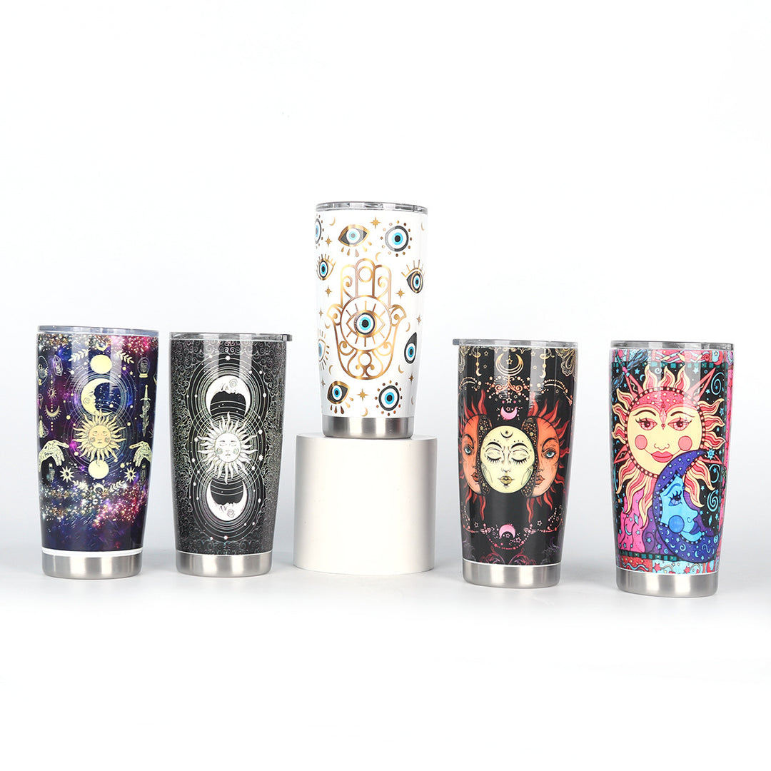 Ergonomic Tapered Insulated Stainless Steel Travel Tumbler With Clear Press-Fit Lid And Non-Slip Base