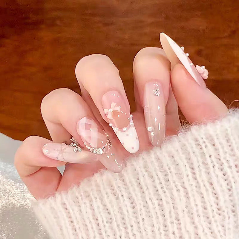 Elegant Bow-Embellished Press-On Nail Set