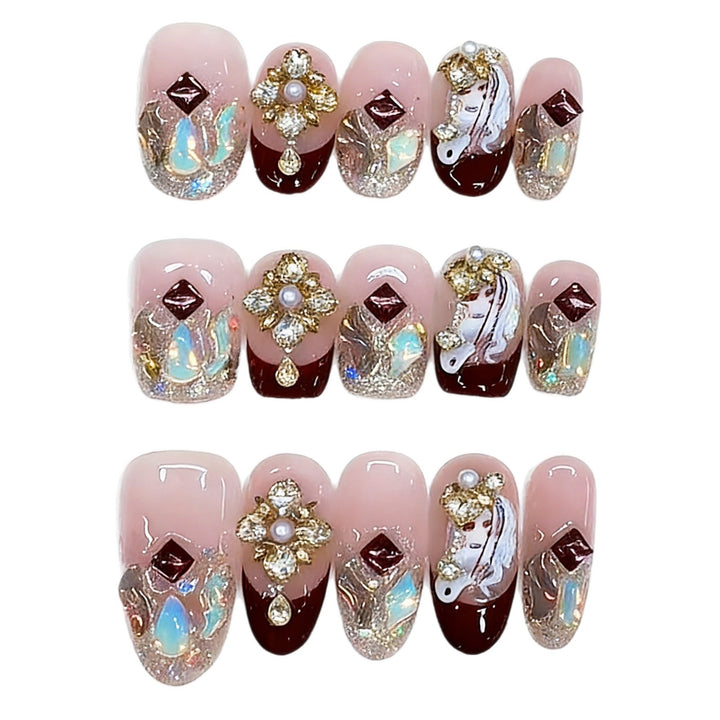 Luxury Artistic Press-On Nail Set Bowlift