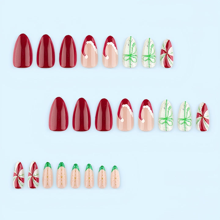 Artificial nails in festive Christmas design Bowlift 1788232693