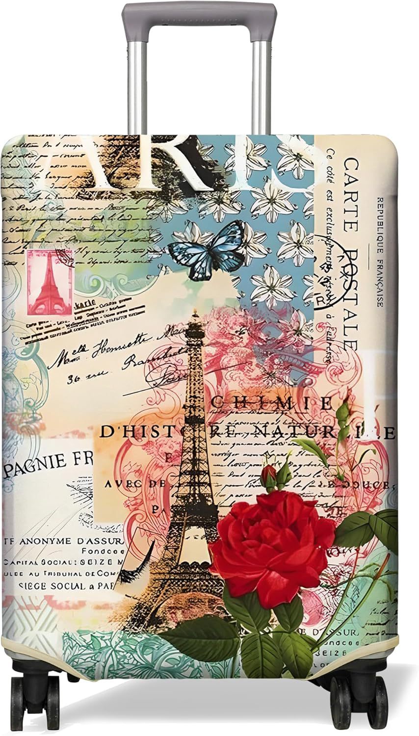 Unisex non-elastic suitcase cover with Paris motif and water-repellent stretch fabric for trolley Bowlift