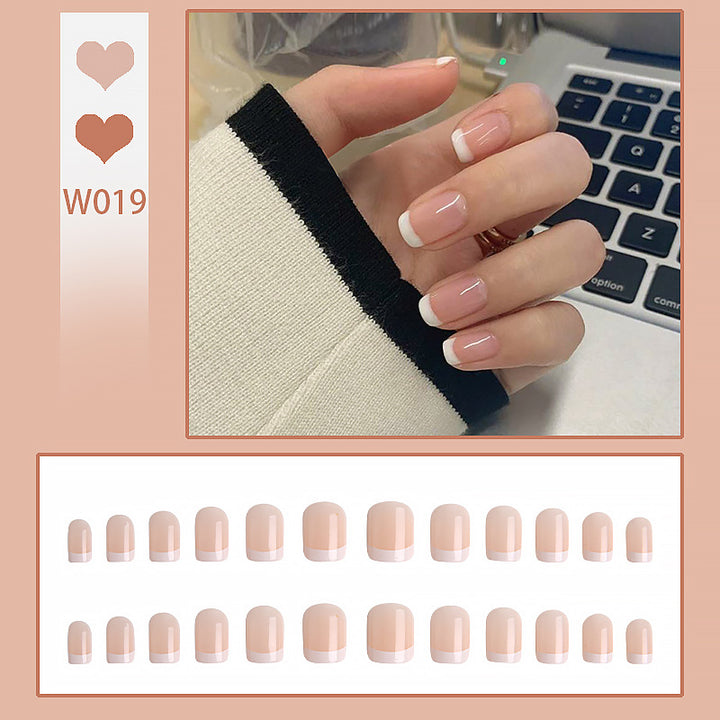 Artificial nail set with elegant French tips and natural shine Bowlift
