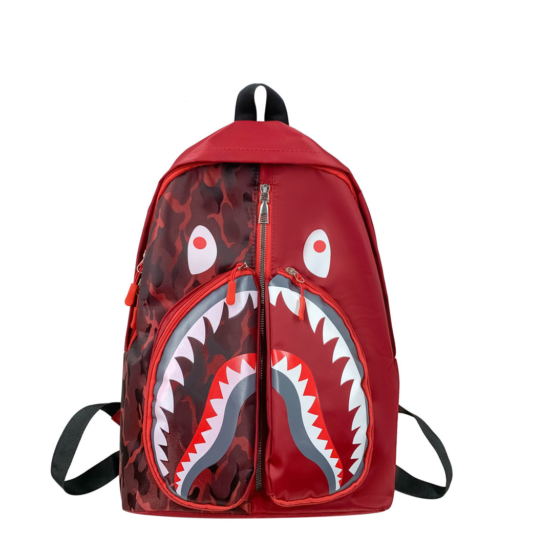 Backpack with Elaborately Designed Shark Motif Bowlift