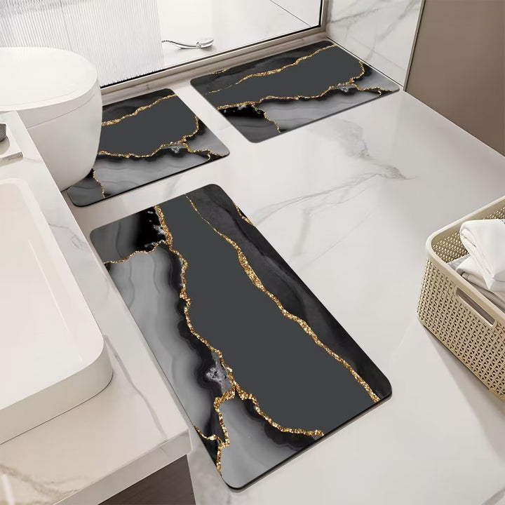 Luxurious Marble Pattern Bath Mat Set Bowlift
