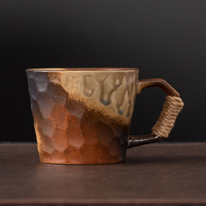 Handcrafted Ceramic Coffee Mug with Rope-Wrapped Handle Bowlift