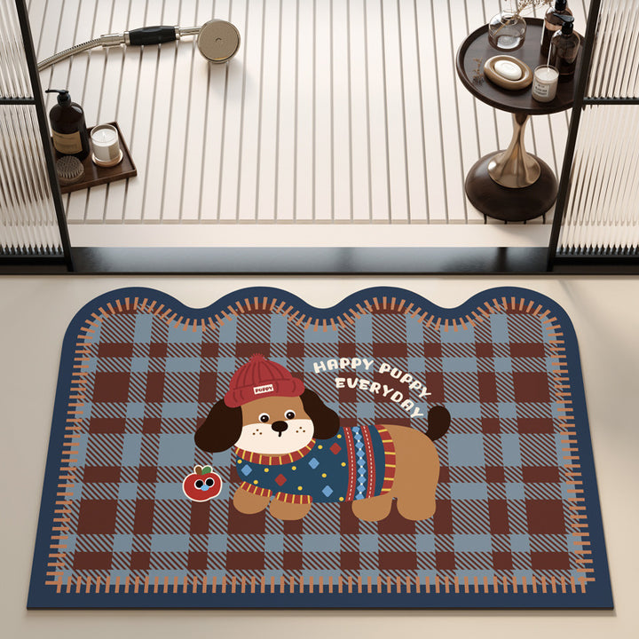 Playful Puppy Themed Bath Mat Bowlift