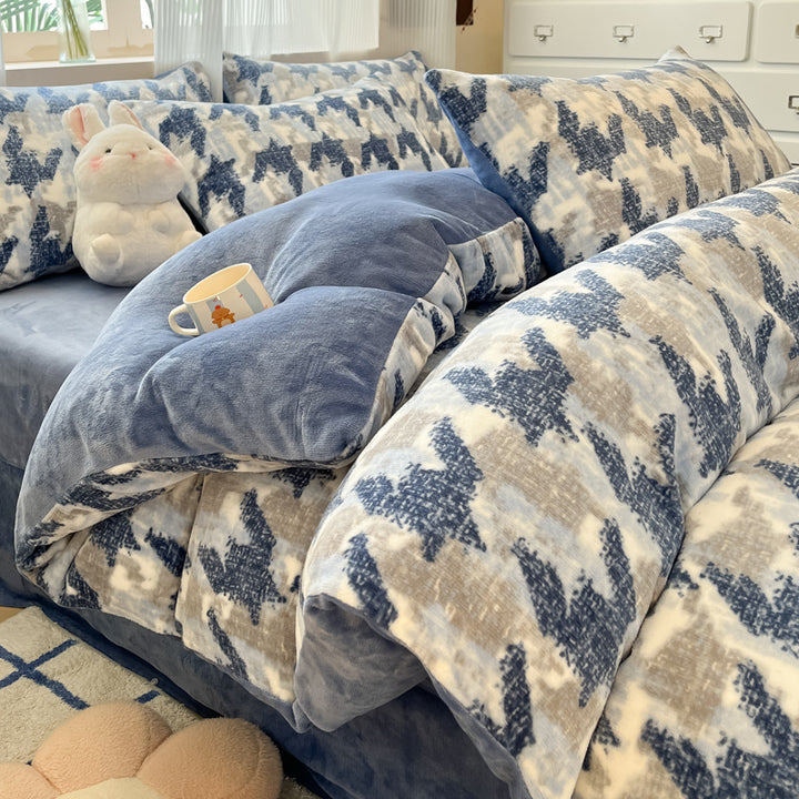 Plush Reversible Microfiber Comforter Set With Oversized Bolstered Body Pillow And Geometric Print