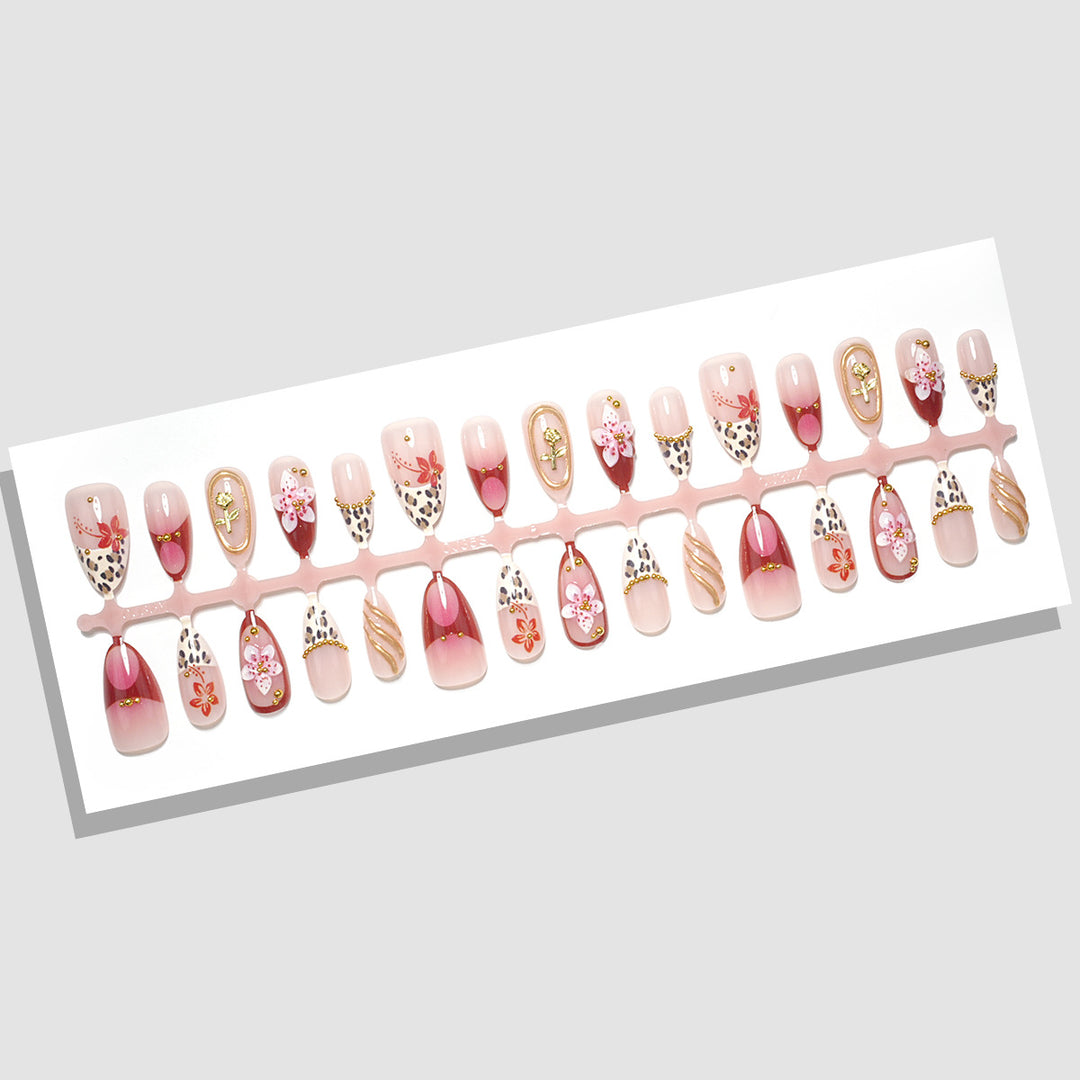 Floral Acrylic Press-On Nails