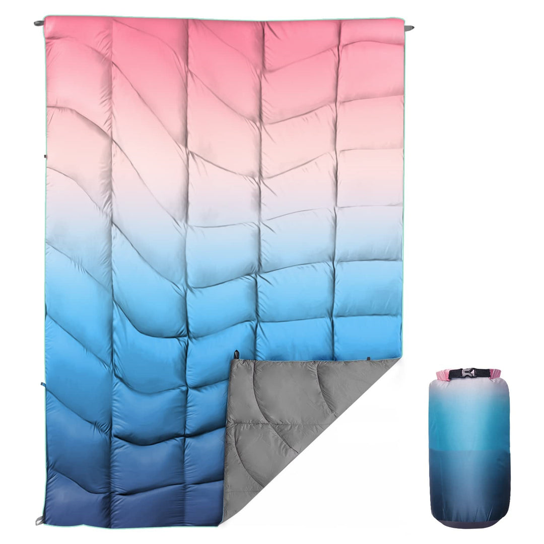 Unisex portable blanket with innovative compression design Bowlift