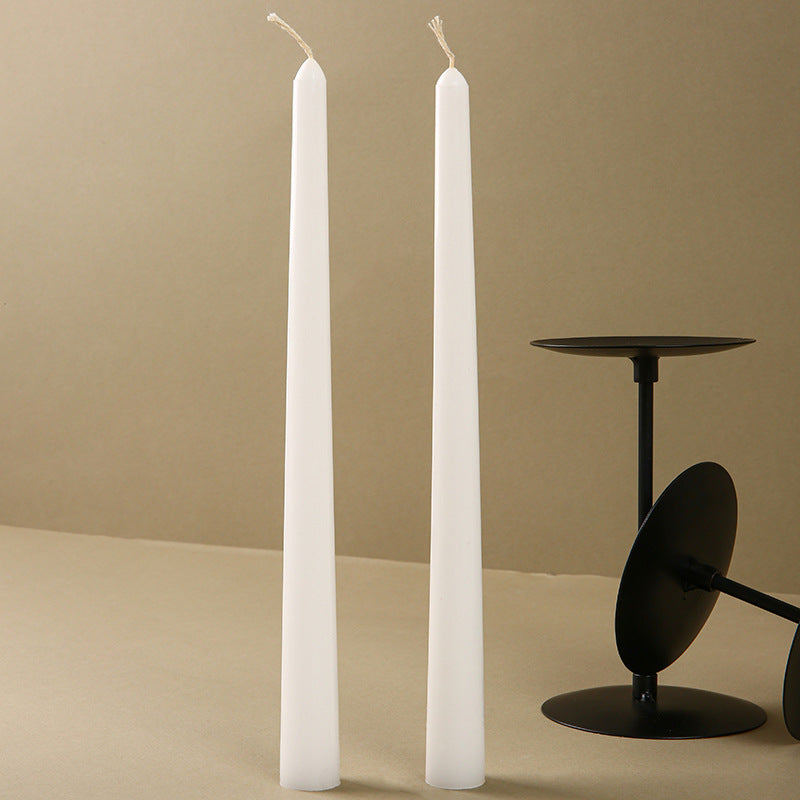 Embossed Bow-Accent Long Taper Candle Pair for Table Centerpiece