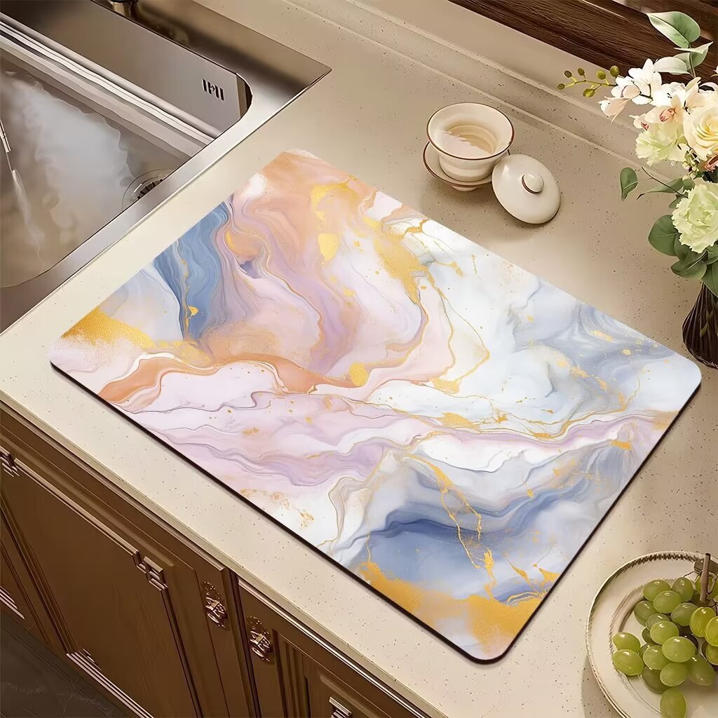 Abstract Non-Slip Kitchen Mat Bowlift