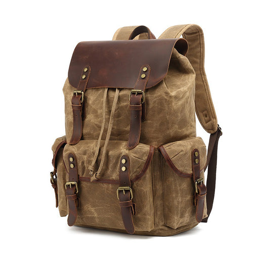 Rustic hiking backpack with multiple outer pockets Bowlift