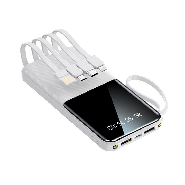 Portable power bank with multifunctional connection and integrated charging cables Bowlift