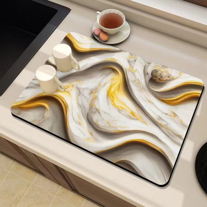 Marble-Inspired Kitchen Counter Mat Bowlift