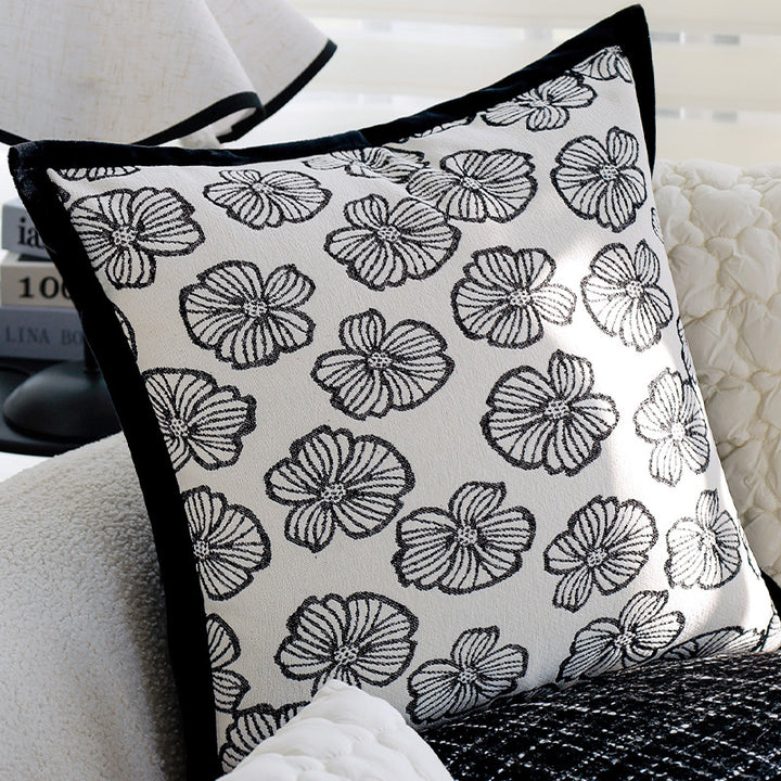 Square Decorative Cushion Cover with Large Wild Animal Jacquard and Velvet Piping Bowlift