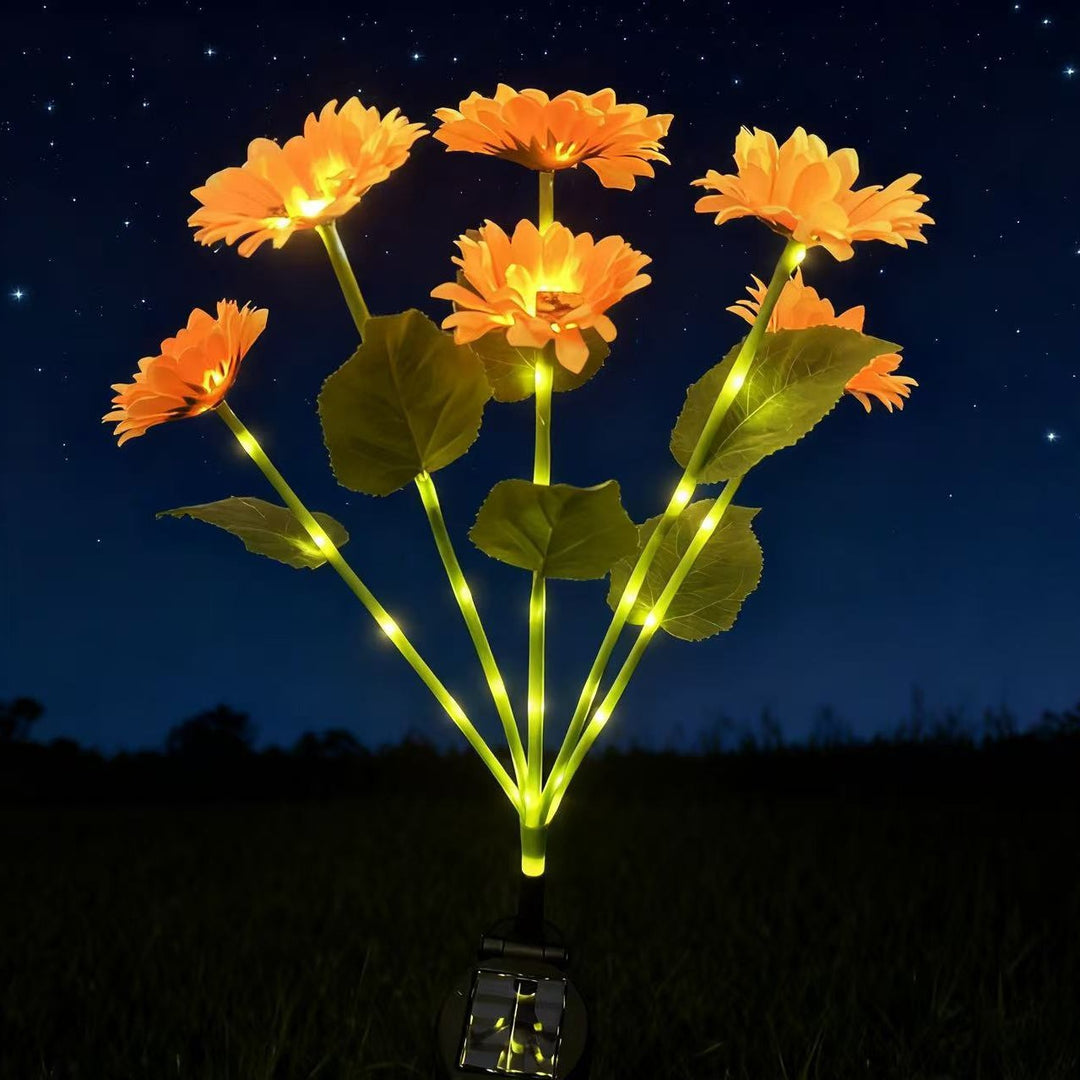 Solar-Powered Decorative Sunflower Garden Stake With Multi-Bloom LED Waterproof Panel Bowlift