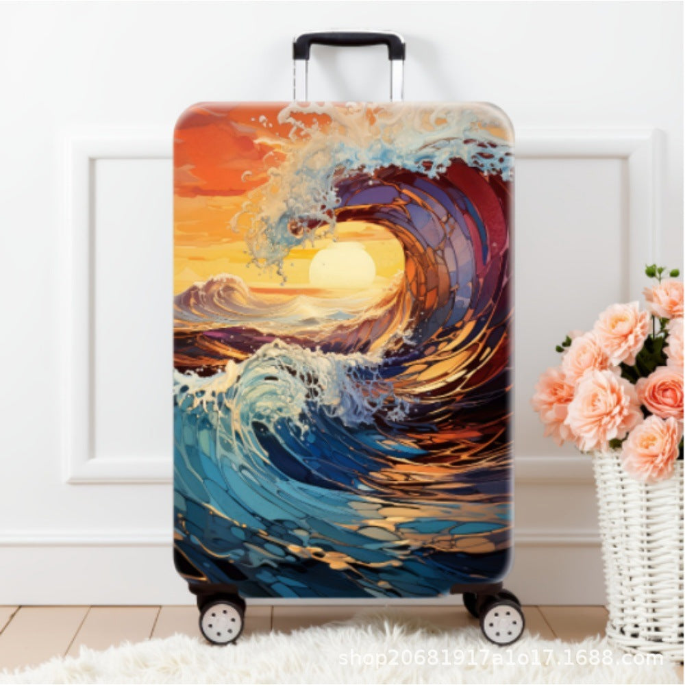 Women's hard shell suitcase with stylish landscape design Bowlift