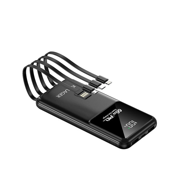 Multi-functional power bank with integrated charging cables and LCD display Bowlift